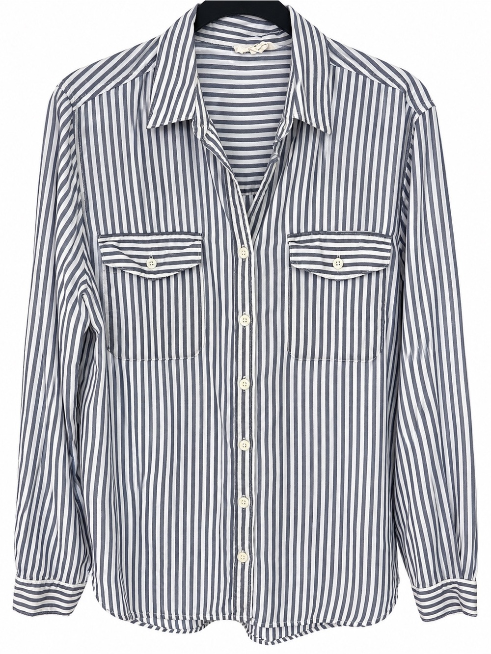 Beach Lunch Lounge Blue & White Striped Utility Button-Up L